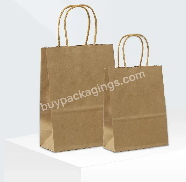 Wholesale Customised Logo Recyclable Brown Shopping Kraft Paper Bag With Twisted/flat Handle - Buy Recyclable Food Paper Bag,Paper Bag,Kraft Paper Bag.