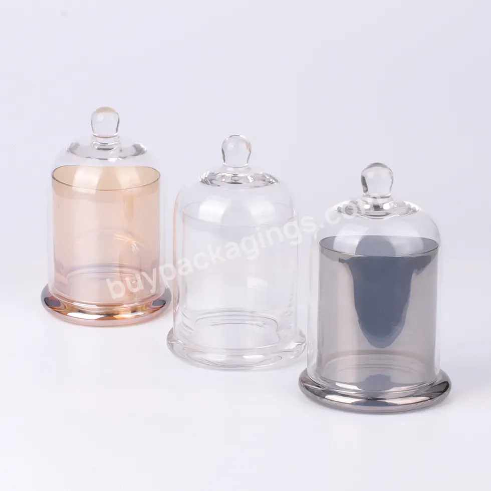 Wholesale Customized Colour Empty Luxury Glass Candle Jars And Containers With Glass Cover - Buy Wholesale Customized Colour Candle Glass Jar,Multiple Color Scented Wax Cup Candle Holder For Wedding,Christmas Glass Candle Jar With Bell Cloche Dome Gl