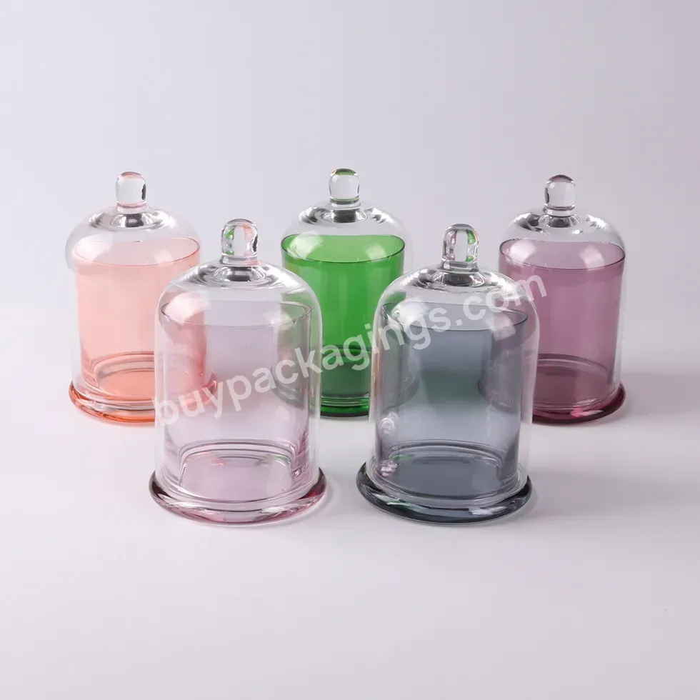 Wholesale Customized Colour Empty Luxury Glass Candle Jars And Containers With Glass Cover - Buy Wholesale Customized Colour Candle Glass Jar,Multiple Color Scented Wax Cup Candle Holder For Wedding,Christmas Glass Candle Jar With Bell Cloche Dome Gl