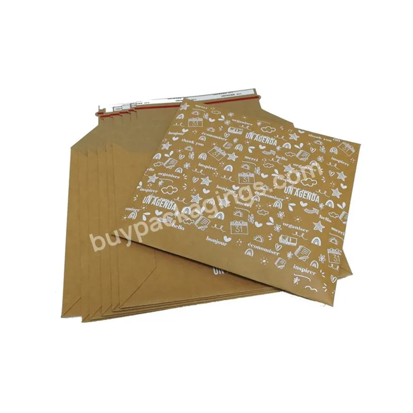 Wholesale customized logo printed biodegradable rigid mailers flat cardboard envelops eco-friendly brown paper board envelope