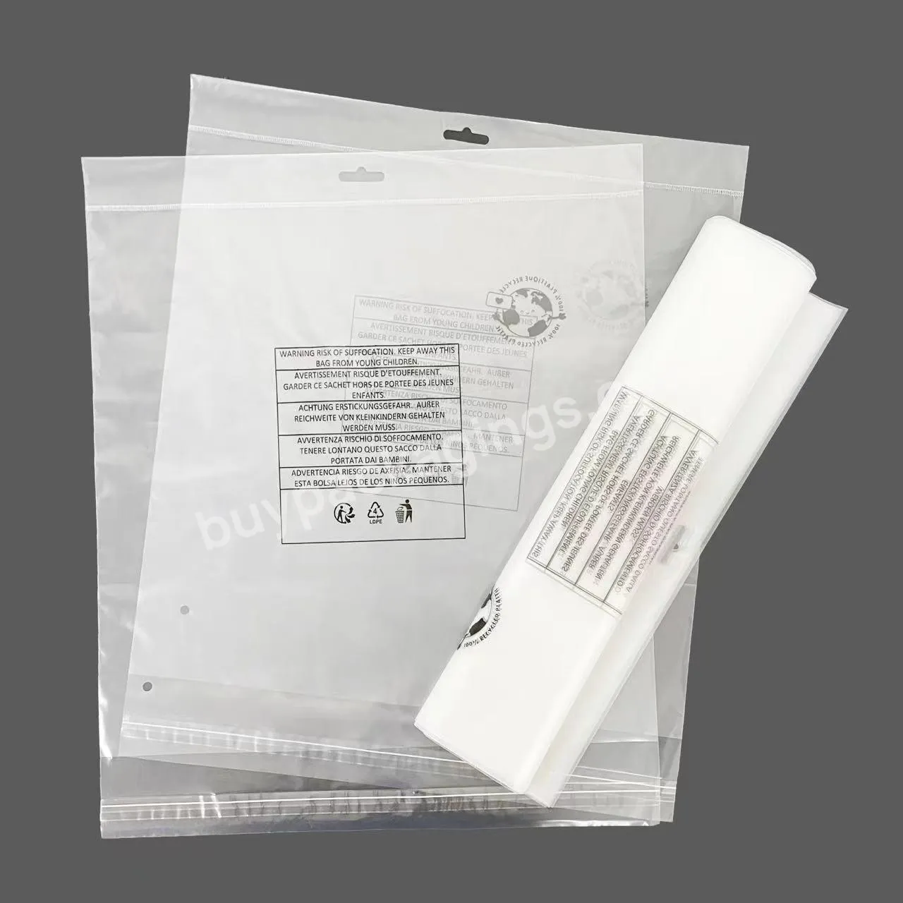 wholesale Customized Packaging Recycled Self Adhesive T Shirt Transparent Clear Resealable Plastic Clothing Packaging Bags