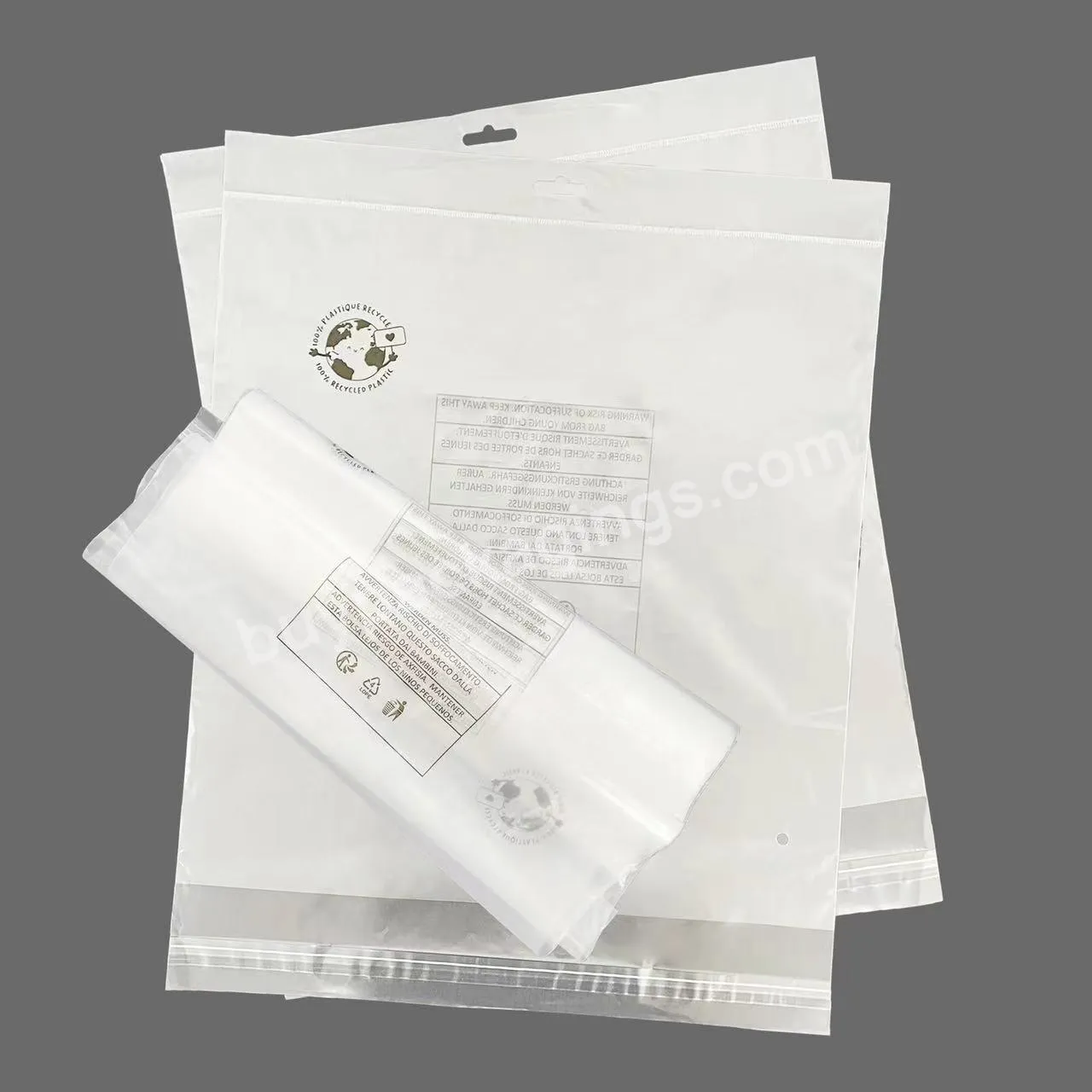 wholesale Customized Packaging Recycled Self Adhesive T Shirt Transparent Clear Resealable Plastic Clothing Packaging Bags