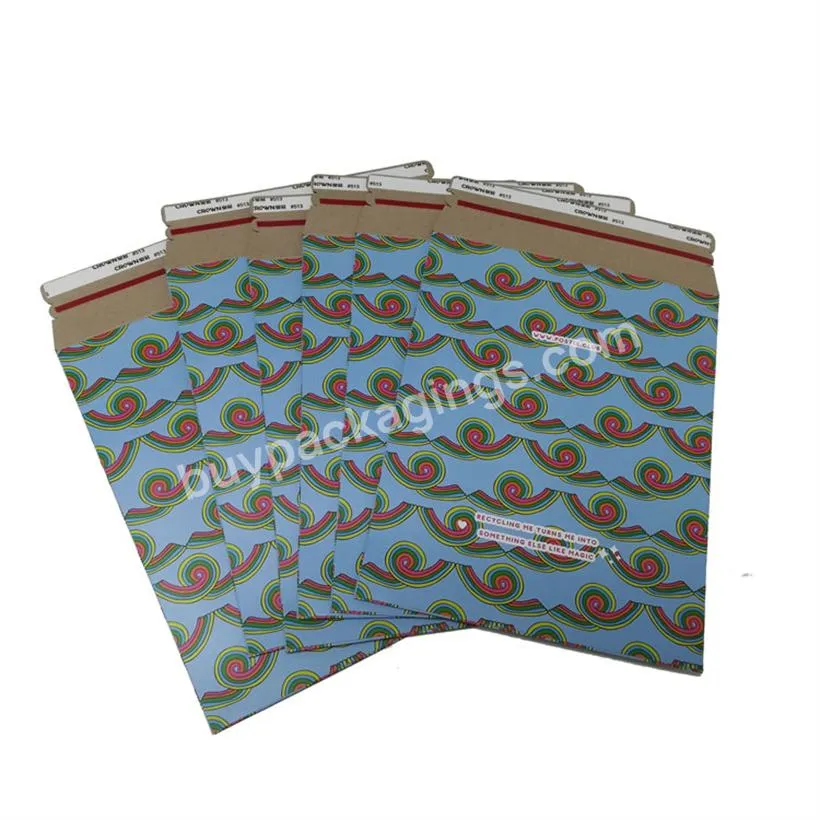 Wholesale customized printed rigid mailers flat cardboard envelops eco-friendly paper board envelope