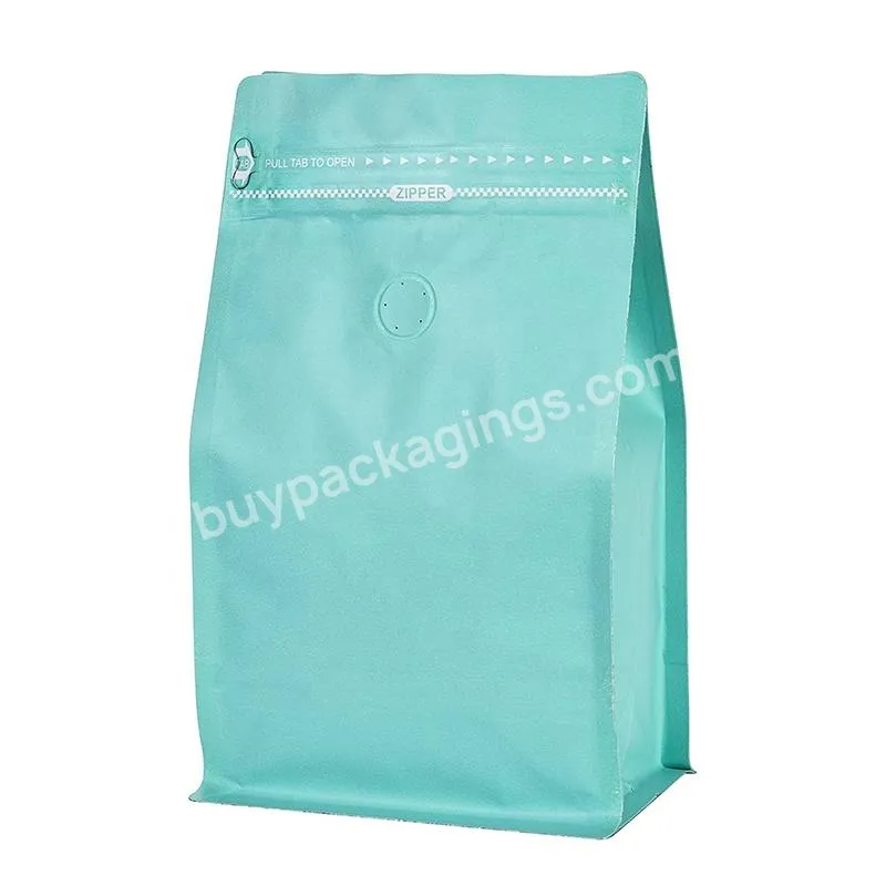 Wholesale Customized Reusable Coffee Bean Packing Flat Bottom Pouch With Valve 500g 1kg Aluminum Foil Coffee Tea Bags - Buy Custom Printed Compostable Biodegradable Food Grade Kraft Paper Cafe Coffee Packaging Bag Zip Packing Pouch With Plastic Valve