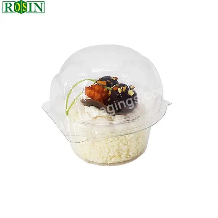 Wholesale Disposable Clear Single Mini Cupcake Shaped Plastic Containers For Cake Tray Boxes With Dome Lid Plastic Packaging