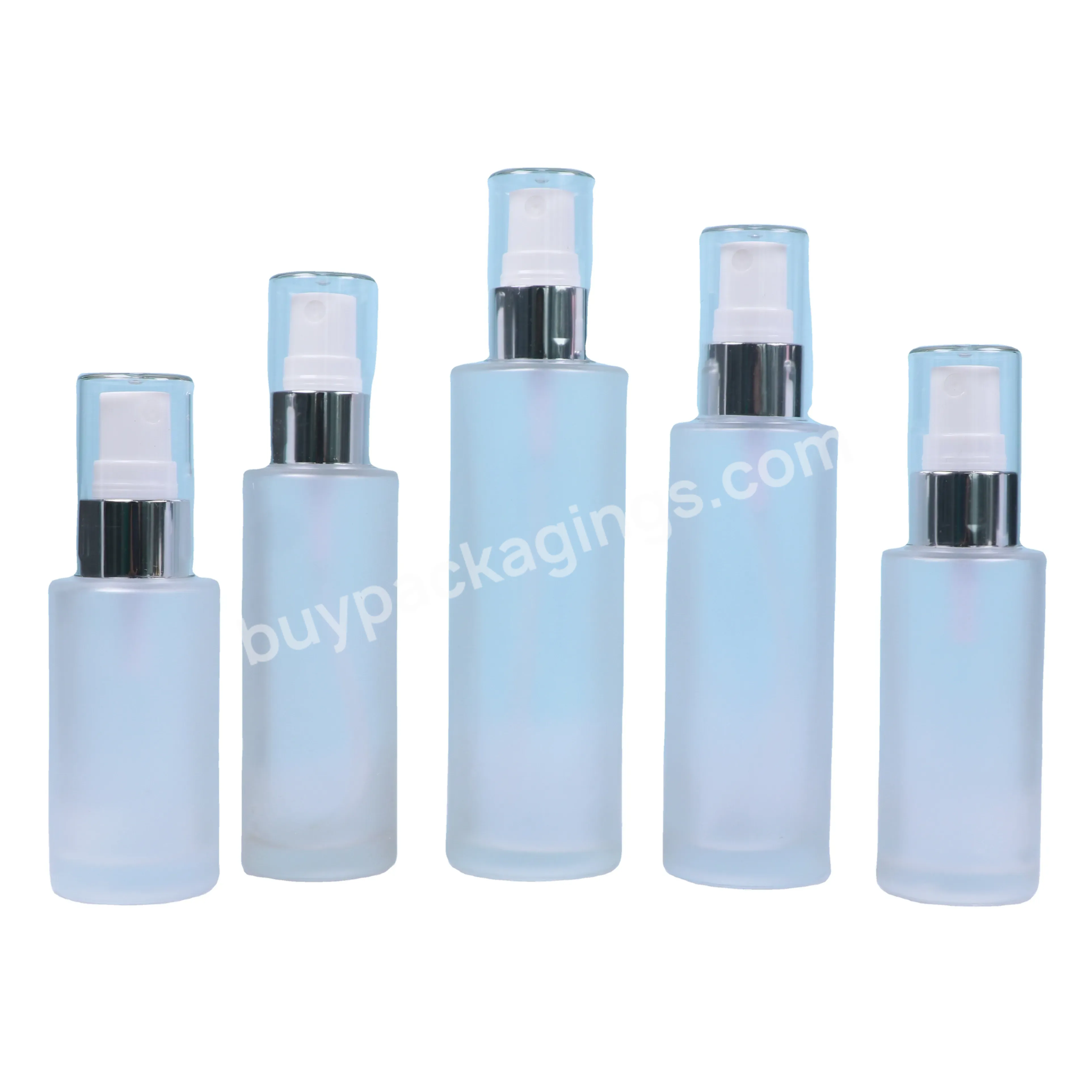 Wholesale Empty Refillable Frosted Skin Care Serum Toner Lotion Flat Shoulder Round Pump Glass Bottle 50ml 100ml - Buy Airless Pump Bottle,Refillable Lotion Bottle,Flat Round Pump Glass Bottle 100ml.