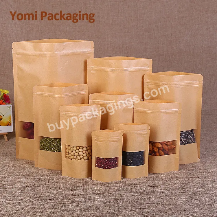 Wholesale Food Grade Standing Packaging Custom Brown Doypack Kraft Paper Pouch Bag For Food Nuts Snack - Buy Kraft Paper Pouch Bag For Food Nuts Snack,Custom Kraft Paper Doypack,Wholesale Kraft Paper Pouch Bag.