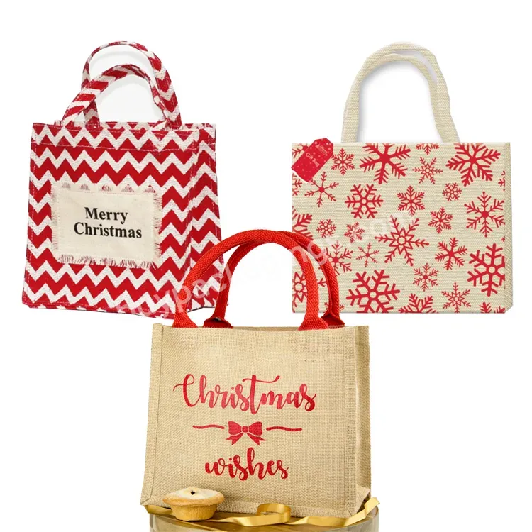 Wholesale Free Sample Of Fashion Shop Personalised Heavy Duty Large Recycling Red White Christmas Jute Shopping Tote Bag - Buy Jute Christmas Bag,Christmas Jute Bag,Jute Bag Fashion.