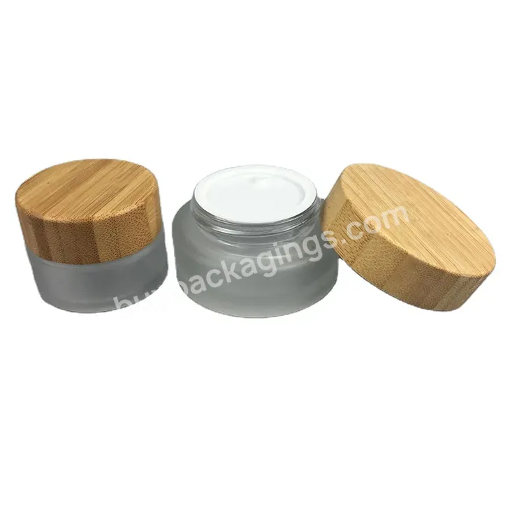 Wholesale Frosted Cosmetic Cream Glass Jar 5ml 10ml 20ml 50ml 100ml With Bamboo Lids - Buy Frosted Cosmetic Cream Glass Jar,Face Cream Jar With Bamboo Lids,Cosmetic Glass Jars 5ml 10ml 20ml 50ml 100ml.