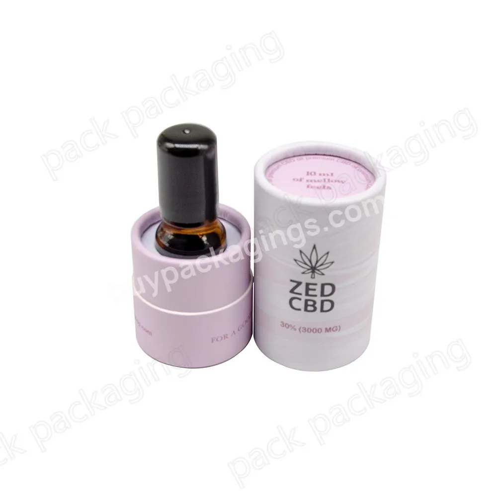Wholesale Glass Skincare Paper Tube Packaging 30ml Matte Black Cosmetic CBD Essential Oil Serum Bottle Custom Printing Round Box