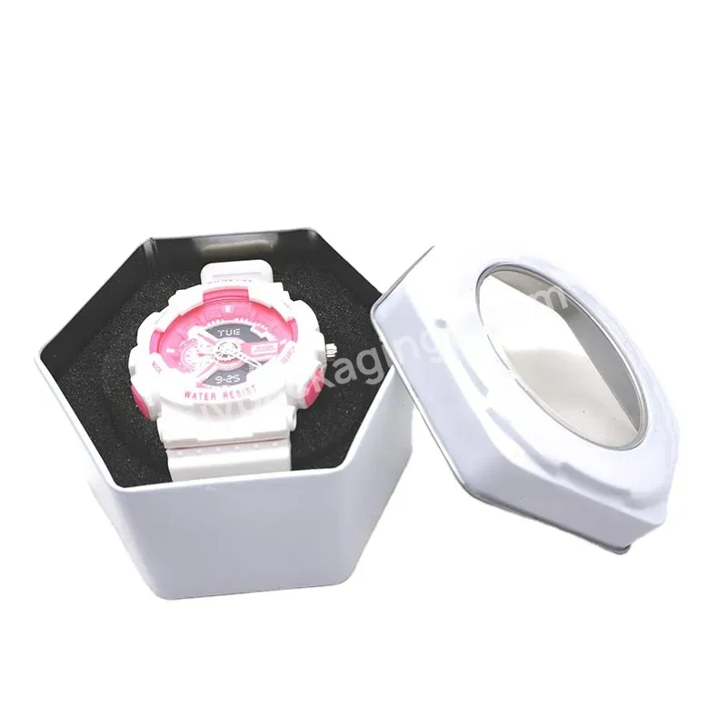 Wholesale Hexagonal Gift Packaging Watch Storage Iron Can Customized Printing Design Fossil Watch Box With Window - Buy Tin Watch Box / Fossil Watch Box,Watch Box With Window,Hexagonal Gift Packaging.