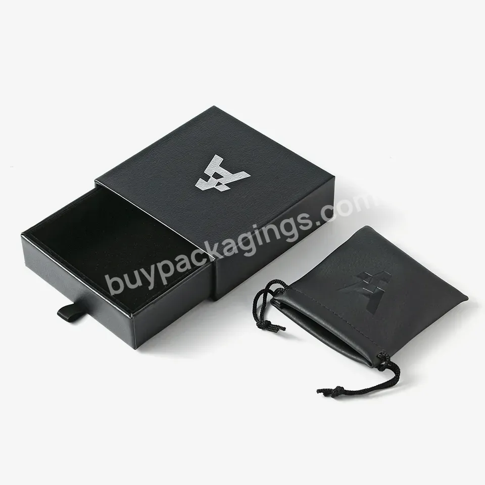 Wholesale High Quality Black Custom Logo Leather Ring Necklace Jewelry Packaging Box With Pouch - Buy High Quality Jewelry Boxes,Custom Logo Jewelry Box,Jewelry Packaging Box Black.