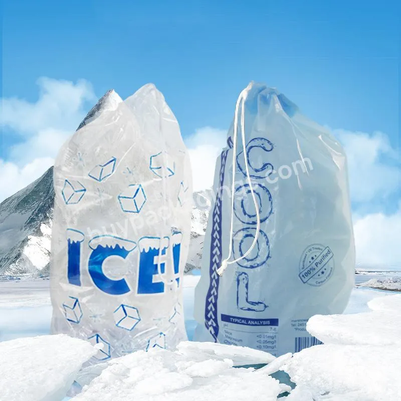 Wholesale High Quality Ice Storage Drawstring Bags Ice Bag Cooler Storage 8Lb 10 Lb 20 Lb Freezer Plastic Ice Cube Bags