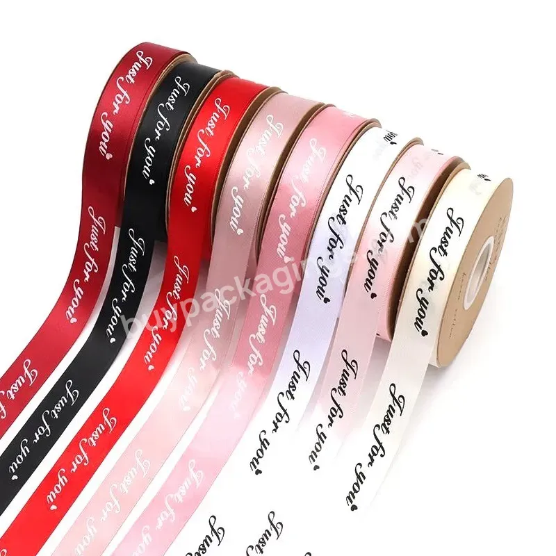 Wholesale High Quality Just For You Printing 2.5cm*50y Polyester Satin Ribbon Solid Color Single Face Ribbon Roll