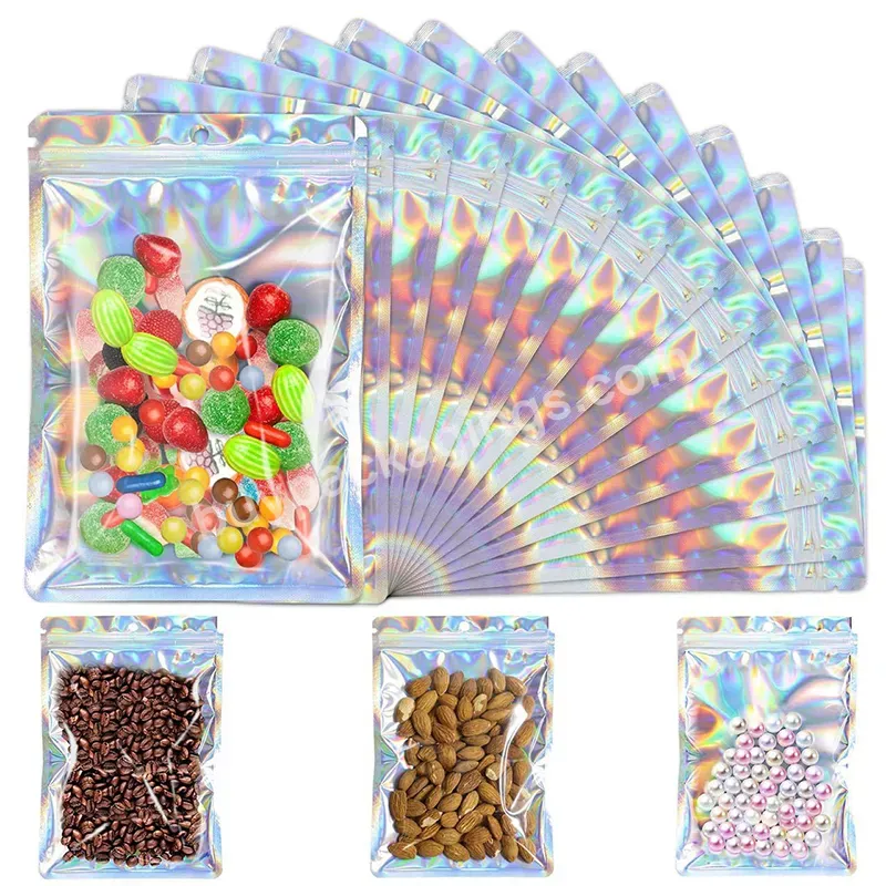 Wholesale Holographic Color Heat Sealing Bags For Factory Use Resealable Polyester Film Storage Bags - Buy Leak Proof Sealed Food And Cosmetics Packaging Bags,High Quality Color Flat Mini Zipper Packaging Bag,Holographic Color Heat Sealed Zipper Alum