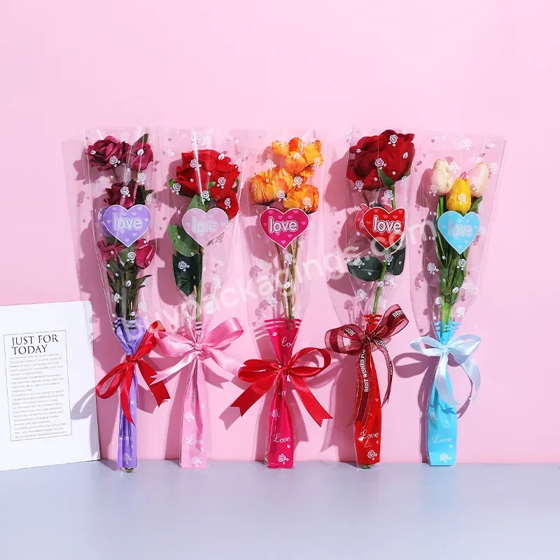Wholesale Hot Single Flower Packaging Bags Bouquet Bags Love Creative Large Plastic Flower Bags Manufacturers Direct Sales - Buy Flower Packaging Bags,Plastic Bags For Flower Packaging,Hot Selling Creative Florist Material For Single Flower Packaging