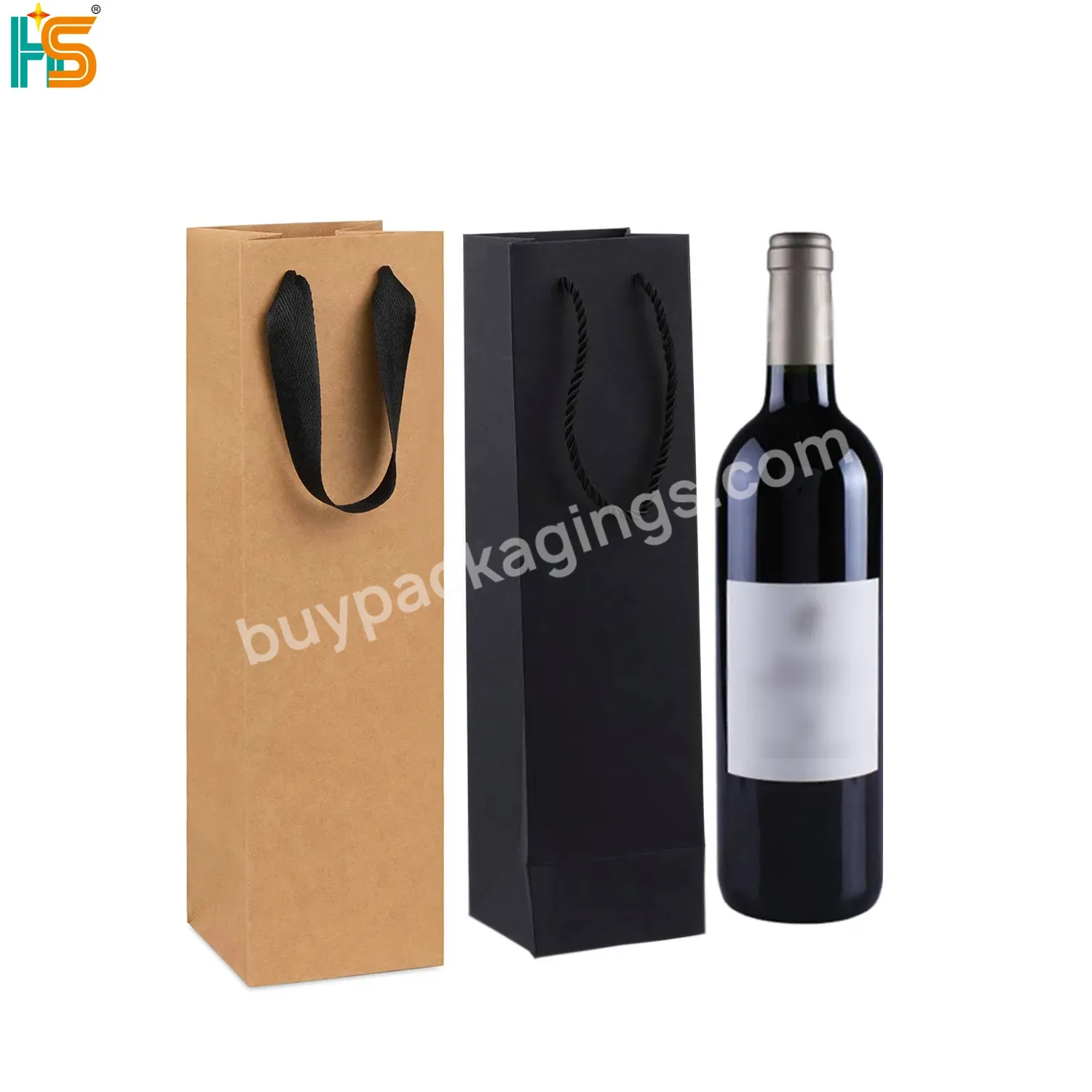 Wholesale Kraft Handle Bag Packaging Custom Black Christmas Wine Gift Paper Bag - Buy Wine Bag,Wine Gift Bag,Wine Paper Bag.