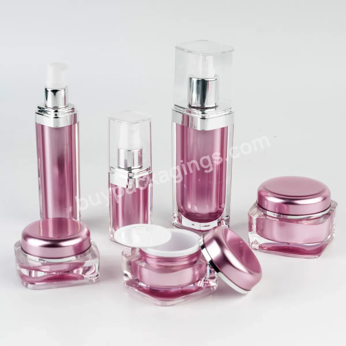Wholesale Luxury Cosmetic Container Set 60ml Acrylic Lotion Pump Bottle With Skin Care Cream Elegant Cosmetic Jars - Buy Luxury Skincare Packaging Empty Plastic Acrylic Cosmetic Container Spray Bottles Cream Jar Serum Lotion Pump Bottle,Plastic Cosme