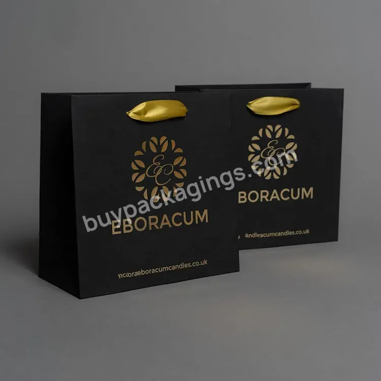 Wholesale Luxury Matte Black Gift Shopping Paper Bag With Logo For Clothing Custom Packaging Bag - Buy Embossing And Logo Gold Foil Custom Printed Black High Quality Paper Gift Bag,Factory Cheap High Quality Luxury Shopping Packaging Custom Matte Bla