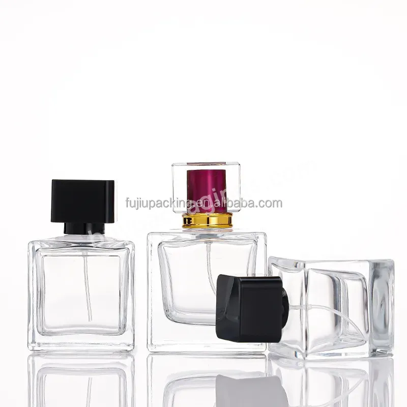 Wholesale Luxury Mini Square 30ml 50ml 100ml Empty Spray Perfume Oil Bottle Glass