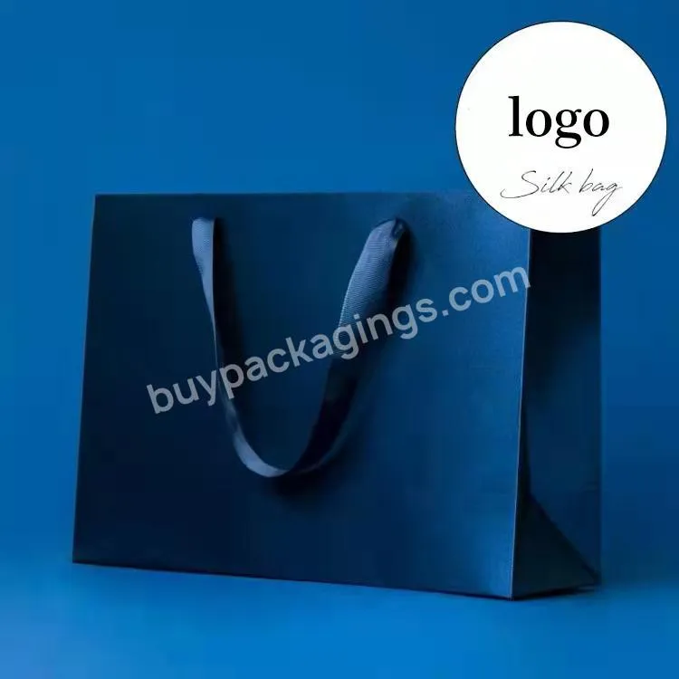 Wholesale Luxury Paper Bag Cosmetic Shopping Gift Solid Color Bag Custom Printed Logo With Silk Ribbon Handles