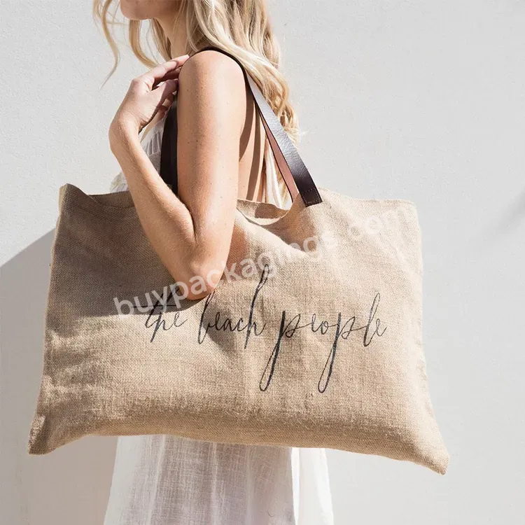 Wholesale Manufacturers Printed Logos Fashion White Small Tote Jute Shopping Bags Carry Shoppingbags With Zipper Leather Handles - Buy Jute Bag,Carry Bag,Shoppingbags.