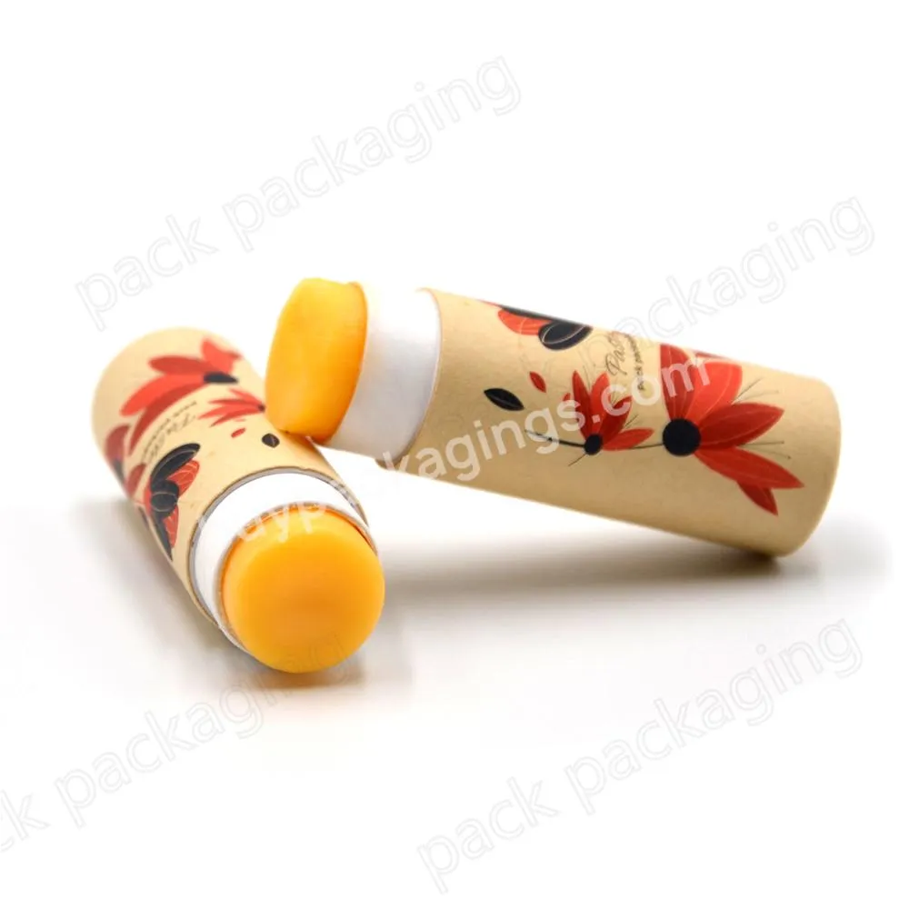 Wholesale natural kraft lipstick paper tube packaging container for cylinder lip balm packaging tube