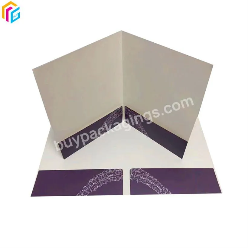 Wholesale Paper File Printing Custom Logo Business Card Slot With Two Pockets Brochure Flyer Presentation Folder