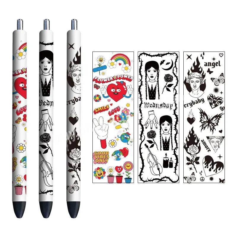 Wholesale Personalized Custom Printing Fashion Logo Uv Dtf Pen Wrap Transfers Stickers Label Decals For Ballpoint Pens - Buy Uv Dtf Pen Decal Wrap Transfers,Factoroy Wholesale Customize Uv Dtf Pen Wraps Transfer Sticker Decals For Ballpoint Pens,Pen