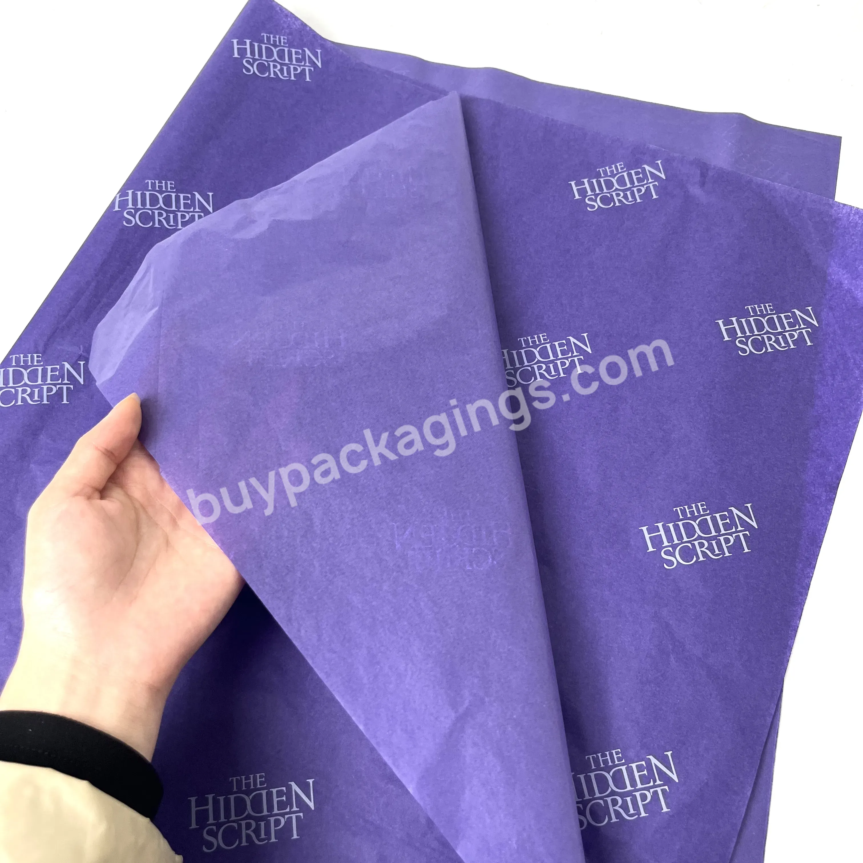 Wholesale Personalized Logo Purple Packaging Tissue Paper For Clothing - Buy Custom Printed Gift Box Tissue Paper,Wholesale Packaging Tissue Paper,Wrapping Paper For Clothing.