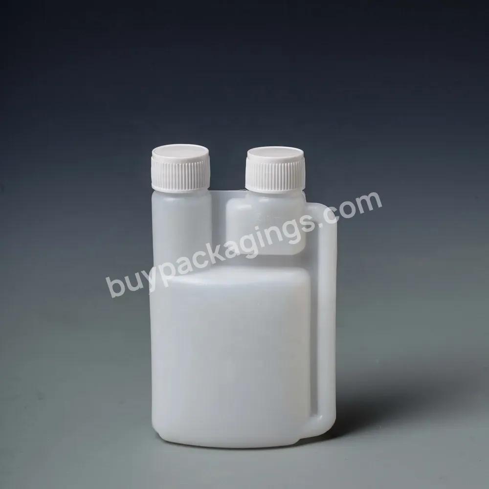 Wholesale Plastic 100ml Hdpe Measuring Dosing Plastic Double Two Dual Chamber Twin Neck Bottle With Screw Cap - Buy Twin Neck Bottle,Dual Chamber Bottle,Double Chamber Bottle.