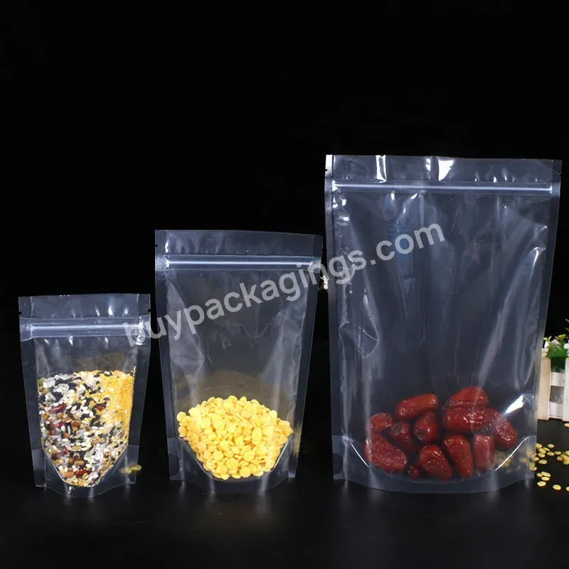 Wholesale Plastic Packaging Stand Up Pouch Transparent Ziplock Bags With Zip