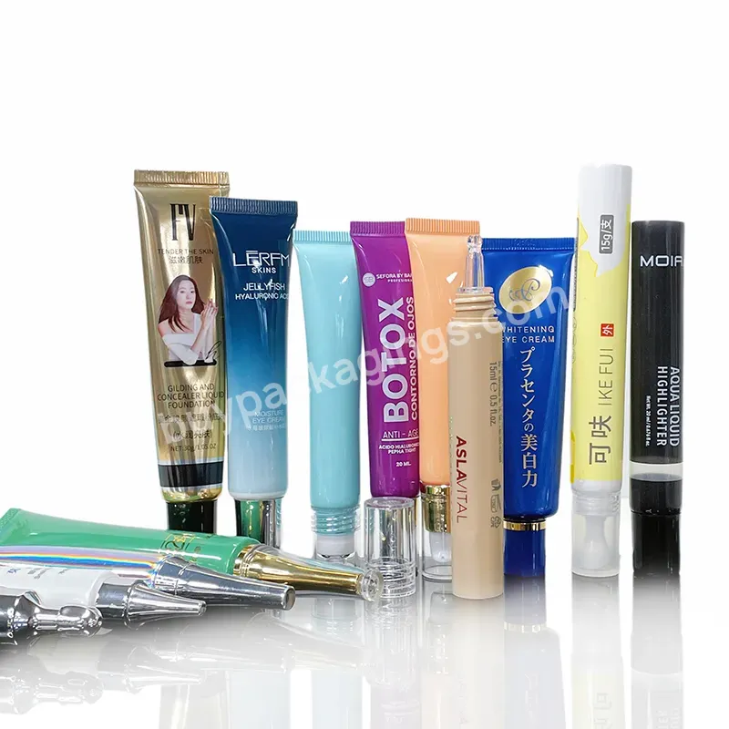 Wholesale Plastic Squeeze Tube 5ml 8ml 10ml 15ml 20ml Custom Cosmetic Long Nozzle Eye Cream Tube Packaging