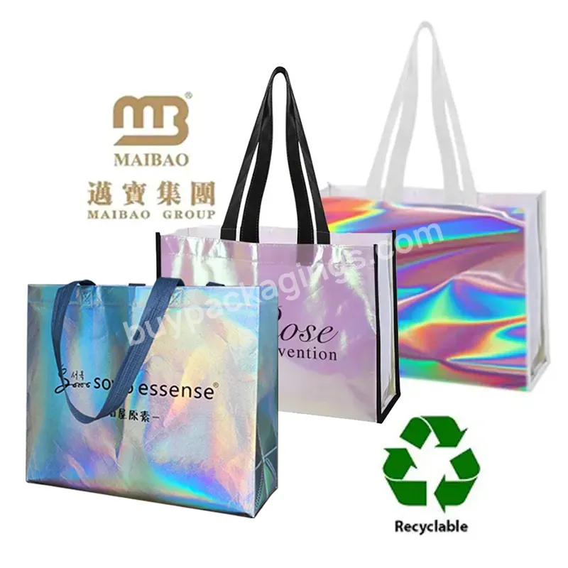 Wholesale Price Custom Printed Recycle Reusable Pp Laminated Non Woven Tote Bags Holographic Hologram Non Woven Shopping Bag