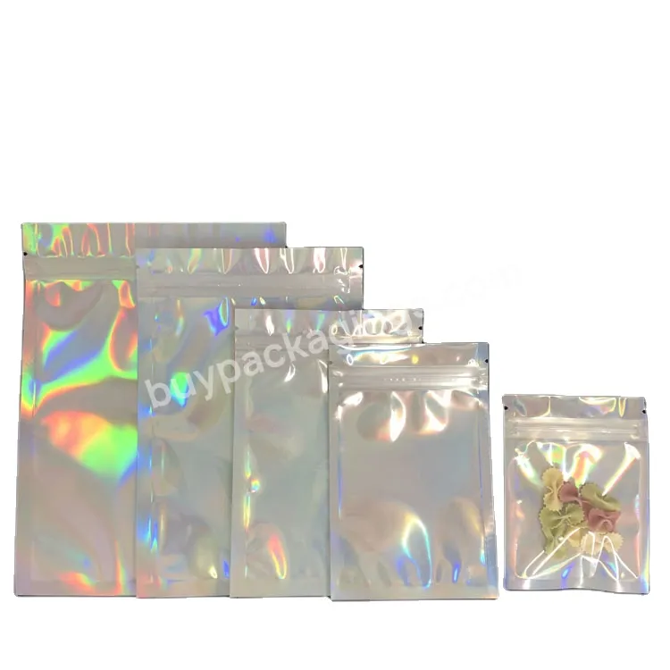 Wholesale Printed Resealable One Side Transparent Cosmetic Holographic Zip Lock Packing Bag Custom Logo Laser Plastic Cpp Pouch - Buy Laser Bag,Plastic Bag,3 Side Seal Bag.