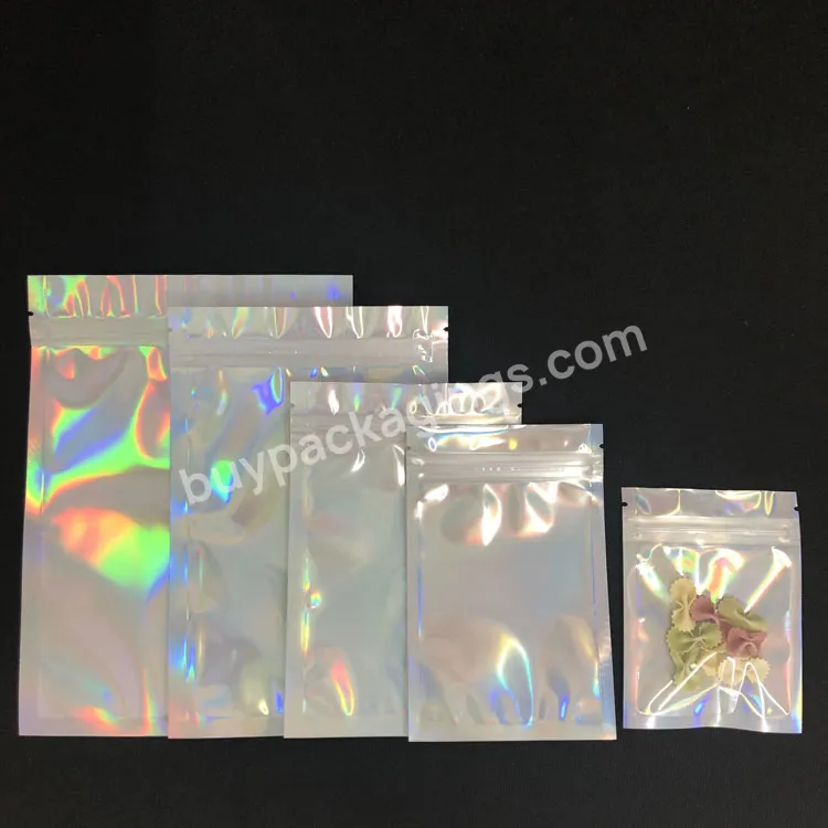 Wholesale Printed Resealable One Side Transparent Cosmetic Holographic Zip Lock Packing Bag Custom Logo Laser Plastic Cpp Pouch - Buy Laser Bag,Plastic Bag,3 Side Seal Bag.