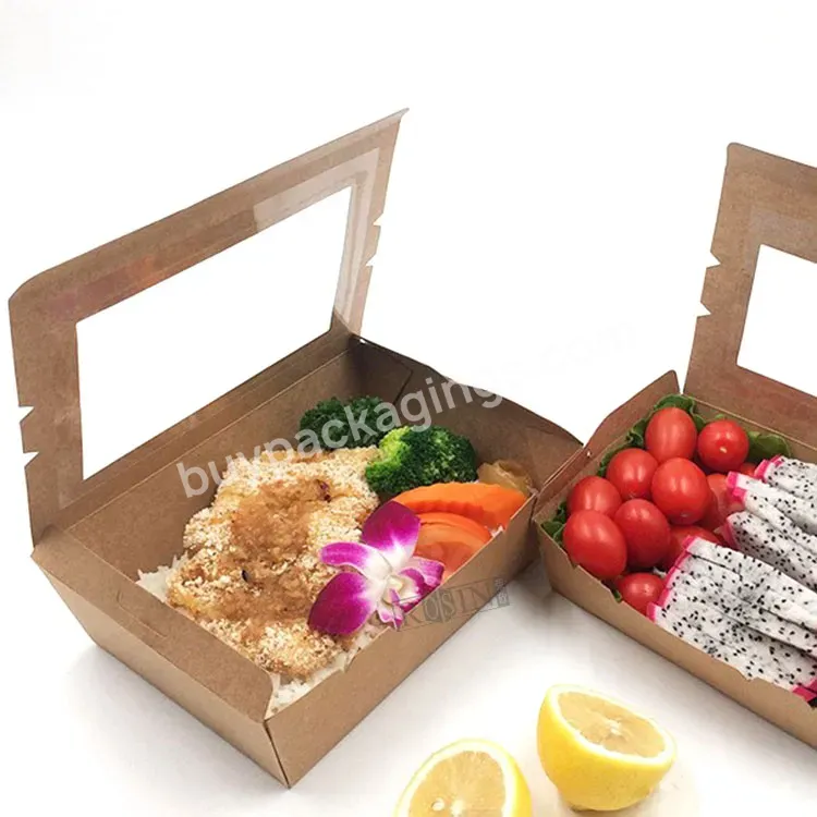 Wholesale Reusable Food Salad Take Away Biscuits Pizza Gift Box With Window Kraft Paper Packaging Container Box - Buy Reusable Food Salad Take Away Box,Kraft Paper Biscuits Pizza Gift Box With Window,Kraft Paper Packaging Container Box.