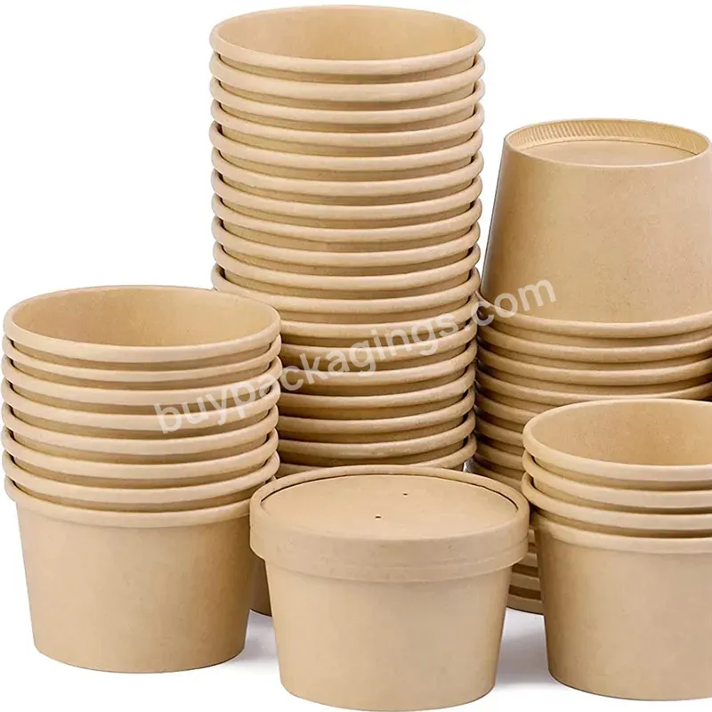 Wholesale Soup Cup Paper Kraft Disposable Paper Cup With Lid With Waterproof Material - Buy Soup Cup Paper,Disposable Paper Cup,Kraft Paper Cup.