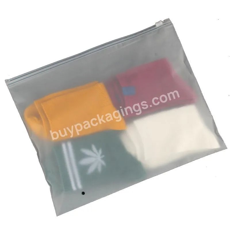Wholesale transparent frosted zipper bag pe plastic ziplock bag underwear socks clothing packaging bag