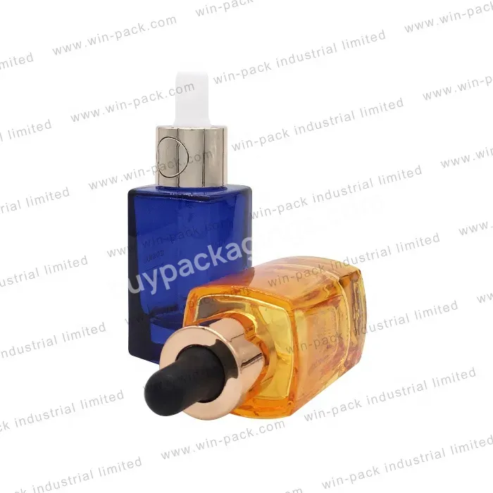 Win-pack 30ml Custom Color Square Glass Dropper Bottle With Plastic Or Aluminum Button Dropper - Buy Serum Glass Dropper Bottle,Glass Bottle With Button Dropper,Square Glass Bottle 30ml.
