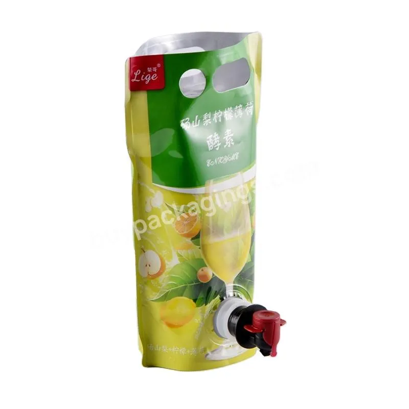 Wine Juice Liquid Packaging Liquid Package Bag In Box 1.5l 3l 5l Dispenser Tap Wine Bag Stand Up Bib
