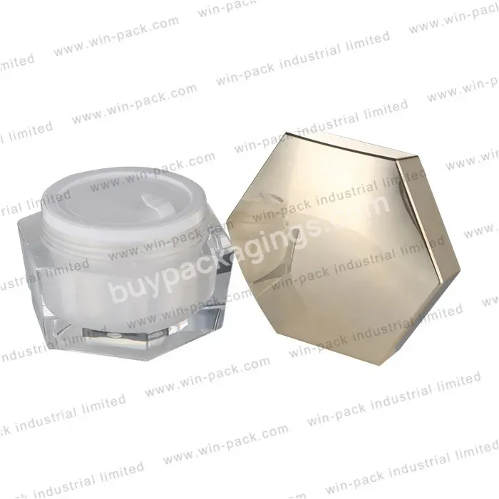 Winpack China Supplier Cream 50ml Acrylic Cosmetic Jar With Shiny Gold Cap - Buy 50ml Acrylic Cosmetic Jar,Cream 50ml Acrylic Cosmetic Jar,Gold Cap 50ml Acrylic Cosmetic Jar.
