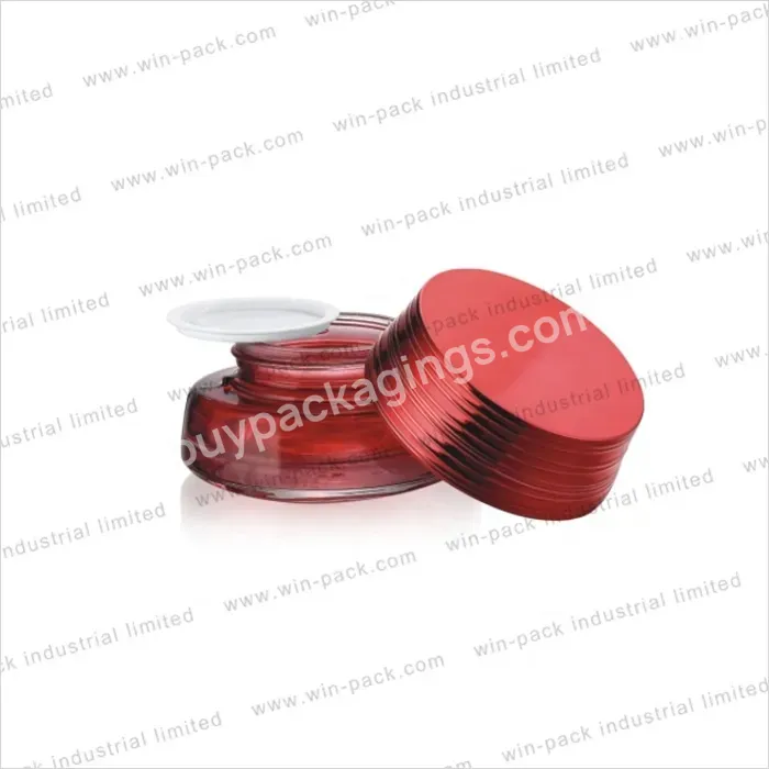 Winpack Cosmetic Face Care Red Luxury Jar Cream With Ribbed Cap - Buy Red Jar Cream,Luxury Red Jar Cream,Face Care Red Jar Cream.