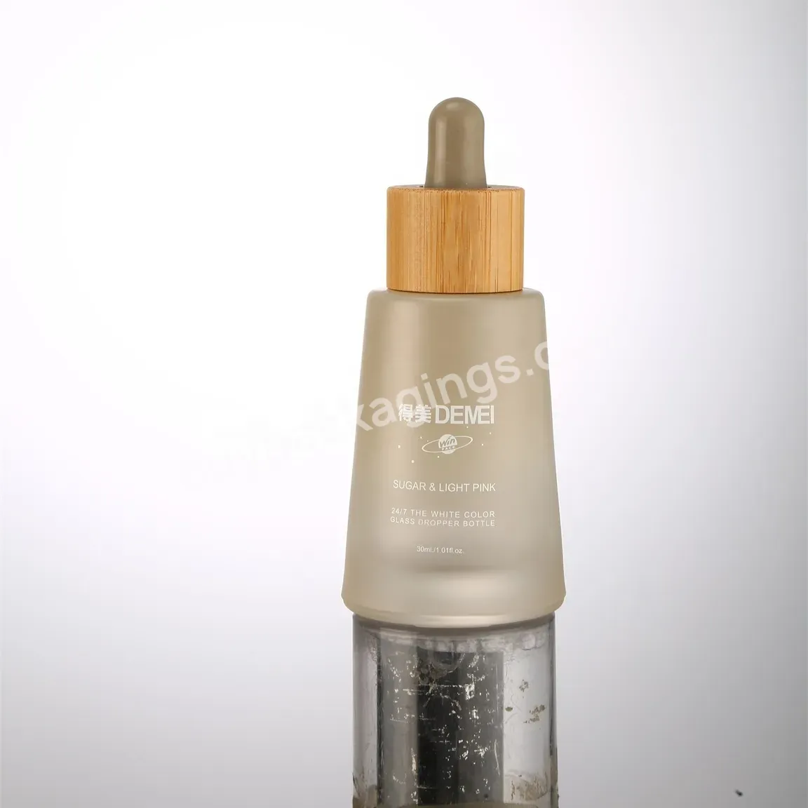 Winpack Frosting Glass Bottle With Bamboo Dropper Lid 30ml Cosmetic Packaging Screen Printing Shanghai Cosmetic Wholesale 25days - Buy Green Glass Skincare Packaging,Frosted Glass Cosmetic Bottle,Bamboo Dropper Bottle.
