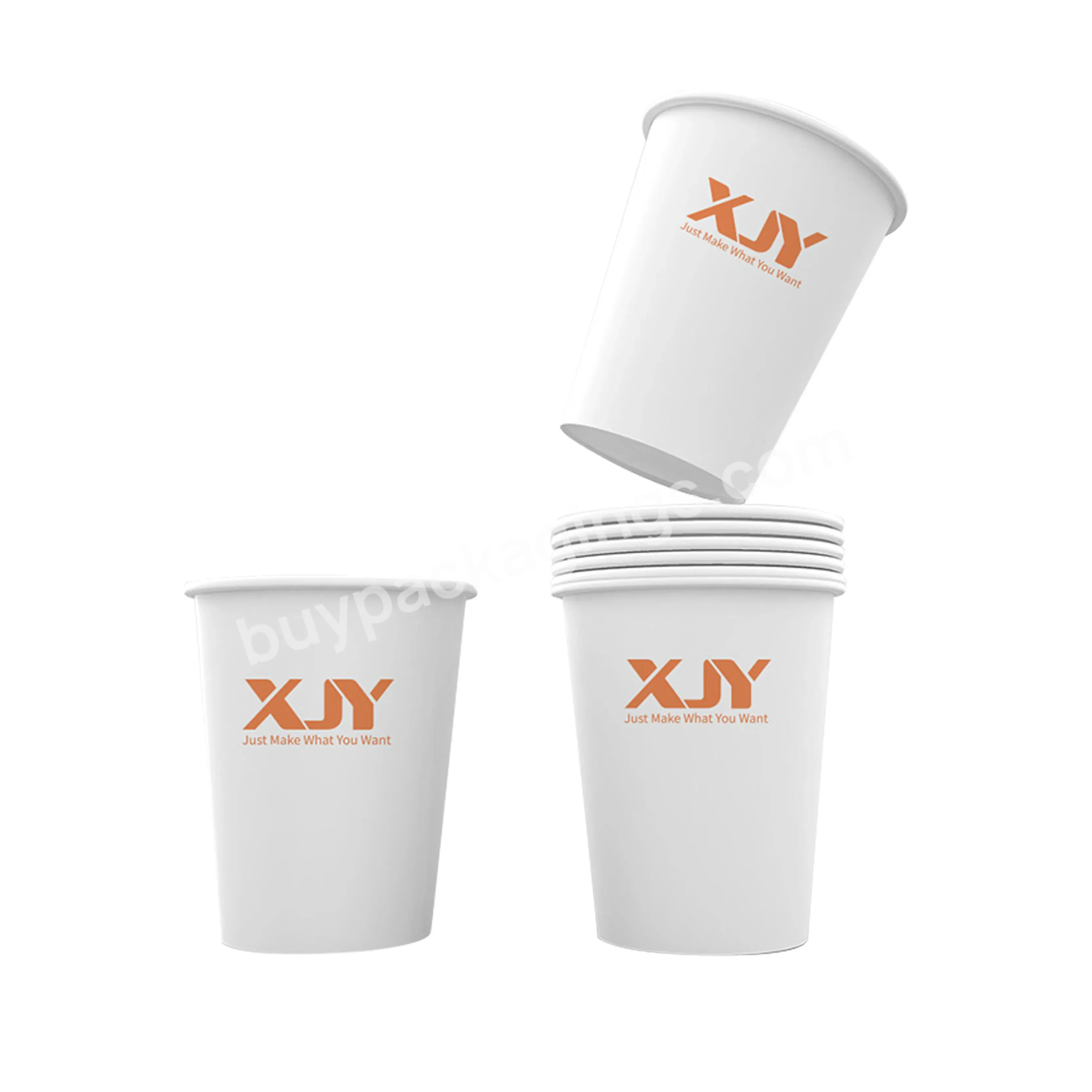 Xjy Biodegradable Custom Logo Paper Cup Disposable Hot Drink Compostable Printed Coffee Cups With Plastic Lids