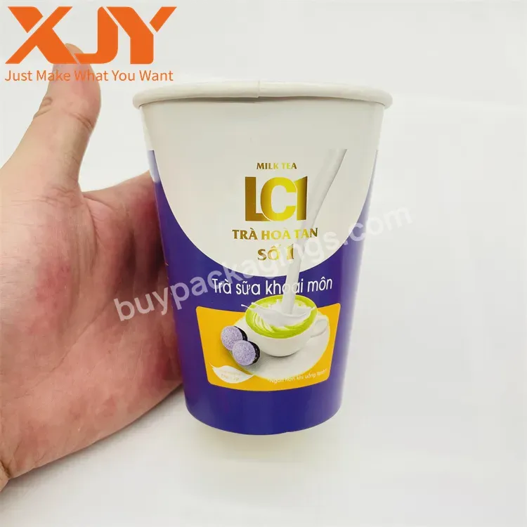 Xjy Custom 6oz 8oz 9oz 10oz 14 Oz 16oz Logo Printing Disposable Recycle Double Ripple Wall Cup Coffee Paper Cups With Lid