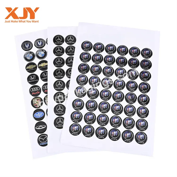 Xjy Custom Adhesive Company Logo Printing Round Waterproof Clear Stickers Epoxy Resin Dome 3d Epoxy Sticker
