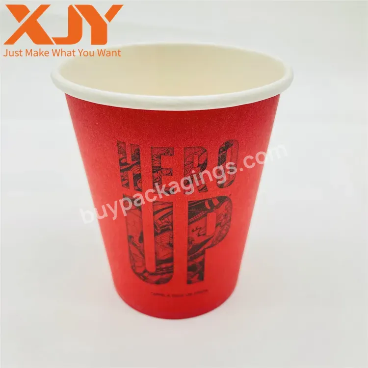Xjy Custom Eco-friendly Pe Coating Logo Printing 3/4/7/8/9/12/16 Oz Disposable Paper Coffee Cups With Lid