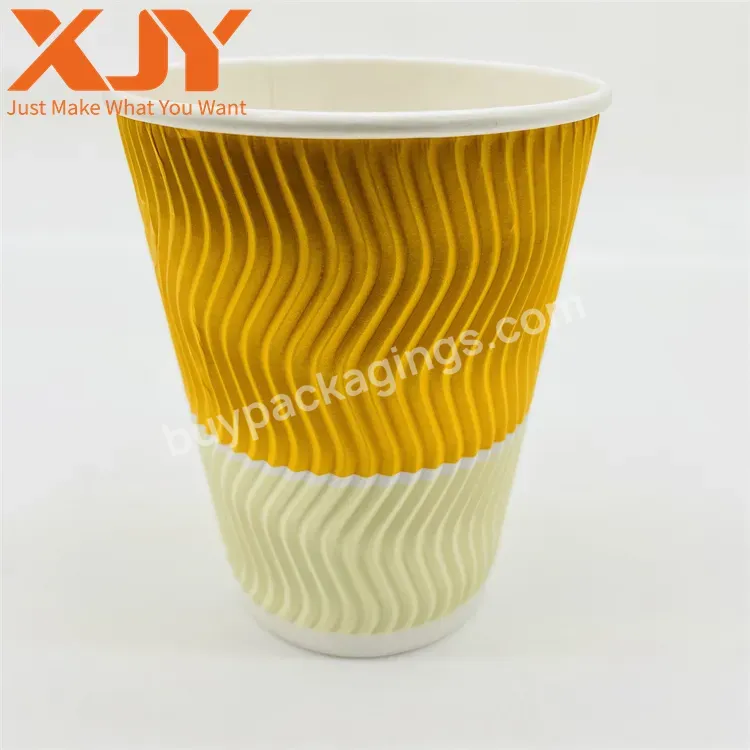 Xjy Custom Label Printed Eco Friendly Compostable Single Wall Paper Hot Drinking Coffee Cup With Business Logo - Buy Custom Printed Logo Disposable Recycle 6oz 8oz 9oz 10oz 14 Oz 16oz Double Ripple Wall Hot Stamping Coffee Paper Cups With Lid,Bio Dis