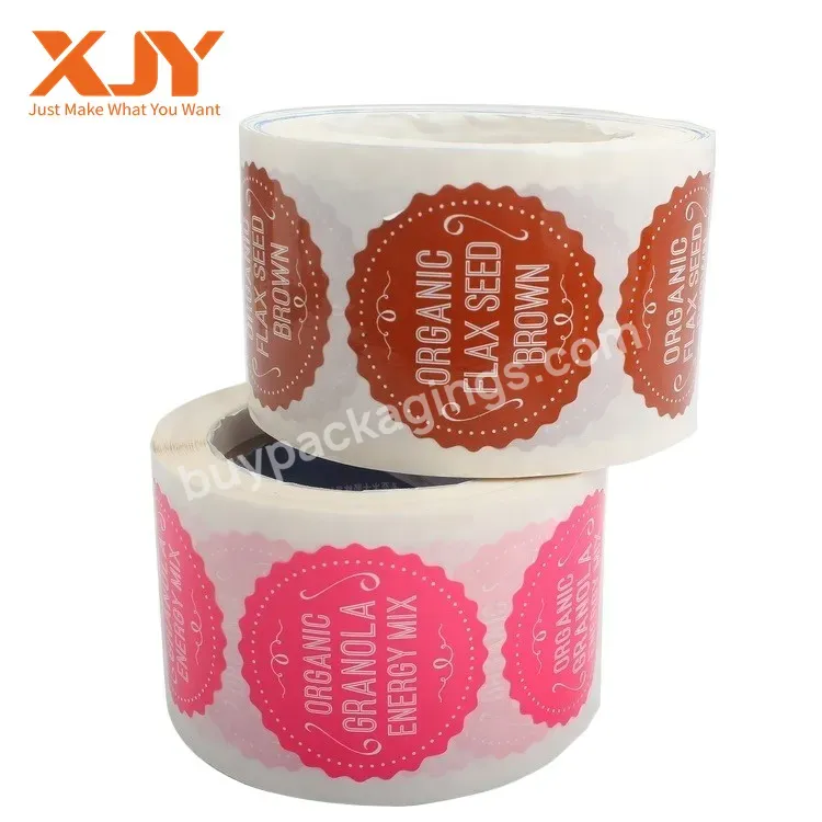 Xjy Custom Logo Printing A3 A4 Glossy Self Adhesive Round Roll Shipping Packaging Kraft Paper Labels Thank You Stickers